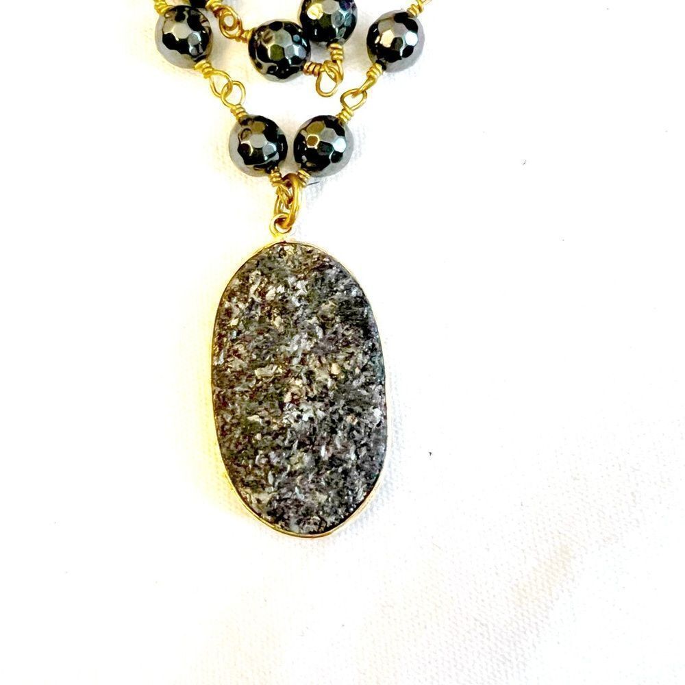 20” double necklace with genuine druzy quartz - Picture 2 of 6